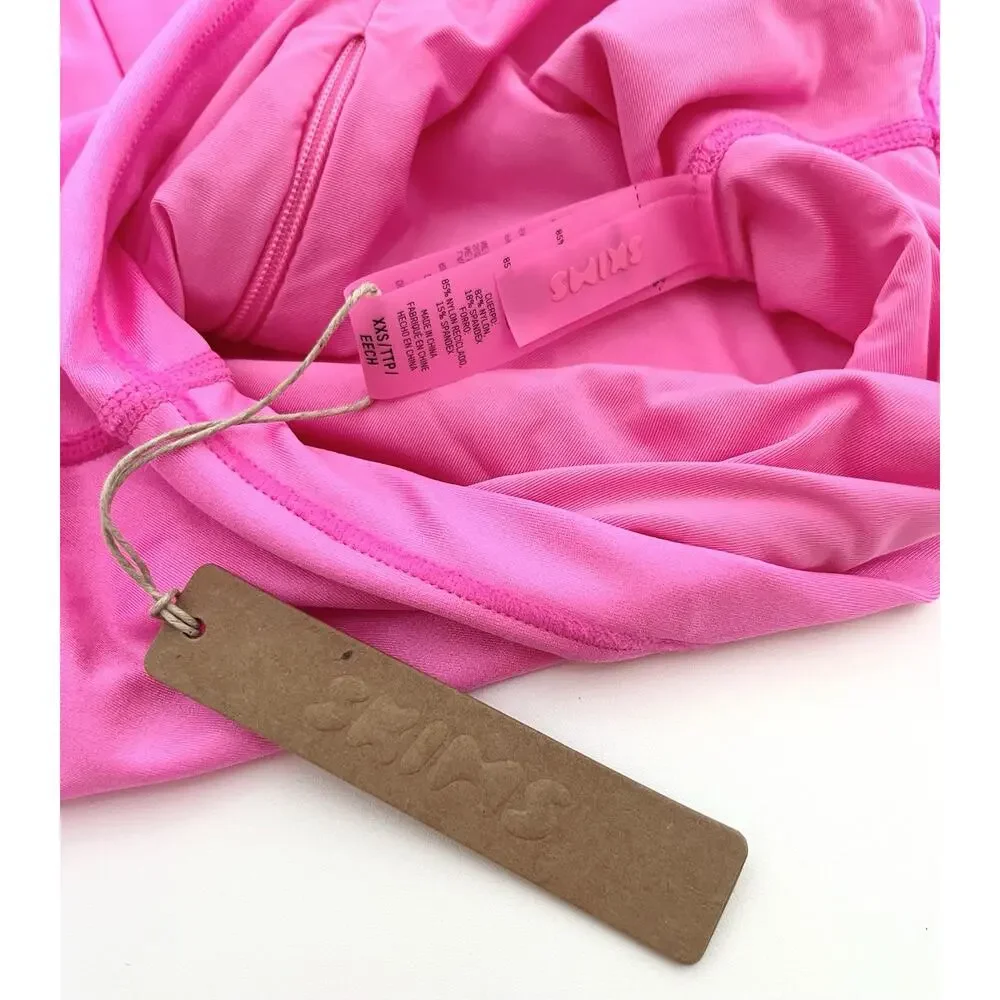 Skims XXS Shine Swim T-Shirt In Taffy Bubblegum Hot Pink Neon Brand NEW NWT